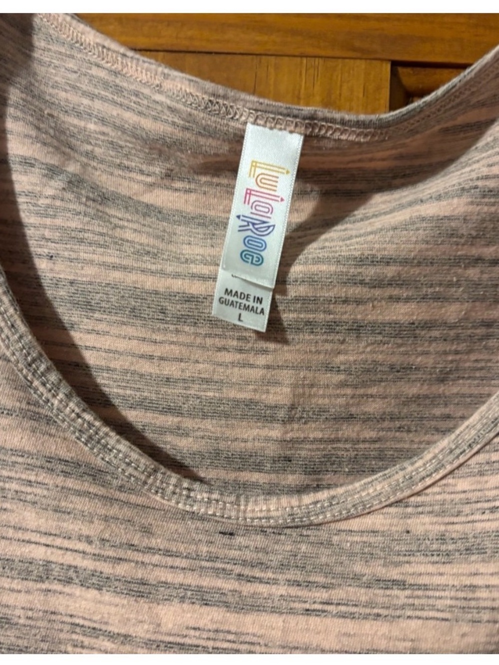 Bundle L & XL $$=both
LuLaRoe Pink and Heather Gray Striped top 
Apt 9 Beige top